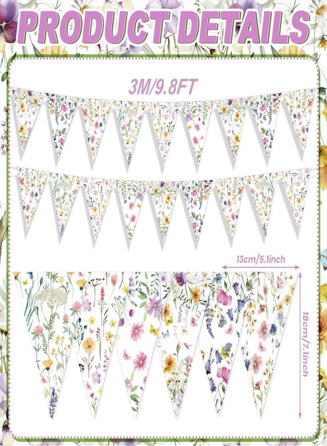 Weekgrat 5 Pieces Wildflower Baby Shower Decorations Spring Wildflower Garland Paper Pennant Wedding Garland Triangle Banner for Wedding Bridal Shower Outdoor Decoration - Image 3