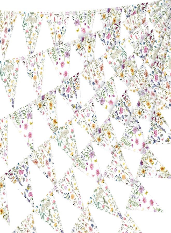 Weekgrat 5 Pieces Wildflower Baby Shower Decorations Spring Wildflower Garland Paper Pennant Wedding Garland Triangle Banner for Wedding Bridal Shower Outdoor Decoration - Image 1