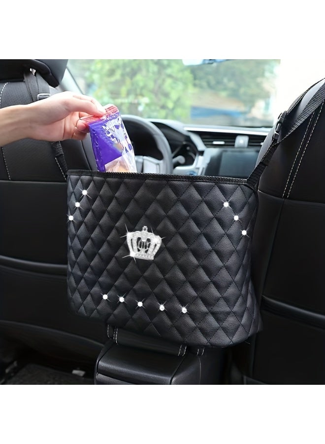 Bling Crown Decoration Car Seat Back Storage Bag, Auto Organizer Bag For Women - Image 3