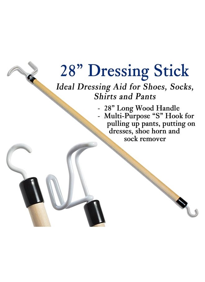 RMS Premium 7-Piece Hip Knee Replacement Kit with Leg Lifter, 19 and 32 inch Rotating Reacher Grabber, Long Handle Shoe Horn, Sock Aid, Dressing Stick, Bath Sponge - for Knee or Back Surgery Recovery  - Image 5