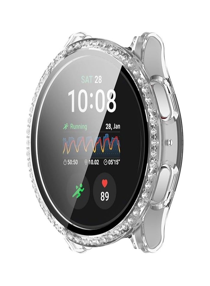 جراب ساعة جالكسي 7، جراب لامع لساعة سامسونج جالكسي 7 مقاس 44 مم للنساء، جراب واقٍ من الألماس مرصع بأحجار الراين الكريستالية اللامعة، غطاء وجه صلب من البولي كربونات (شفاف) - Image 3