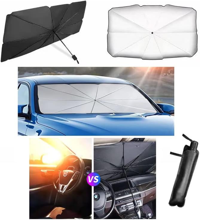 Lichi Car Front Window Sunshade Umbrella - Foldable UV Ray Blocking Windshield Shade 140cm x 78cm - Image 1