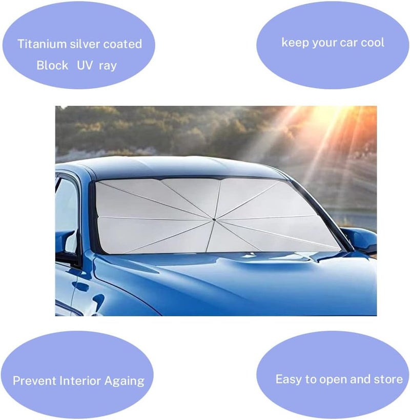 Lichi Car Front Window Sunshade Umbrella - Foldable UV Ray Blocking Windshield Shade 140cm x 78cm - Image 5