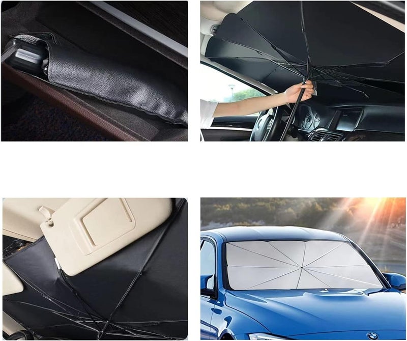 Lichi Car Front Window Sunshade Umbrella - Foldable UV Ray Blocking Windshield Shade 140cm x 78cm - Image 3