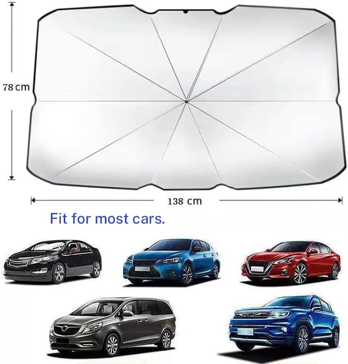 Lichi Car Front Window Sunshade Umbrella - Foldable UV Ray Blocking Windshield Shade 140cm x 78cm - Image 4