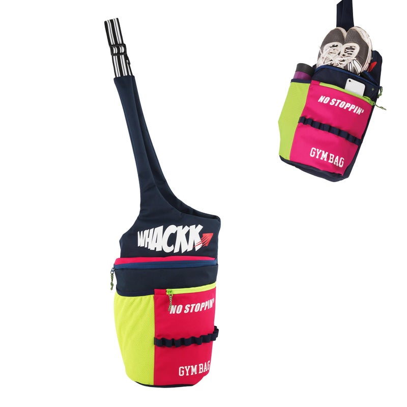 WHACKK Savage Navy Blue Pink |Yoga Mat Bags | Exercise & Fitness | Aerobics | Gym Bags | Fabric Mat Carry Bag Cover Travel, Adjustable Shoulder Strap Crossbody Style | Air Ventilated Pocket for Shoes - Image 4