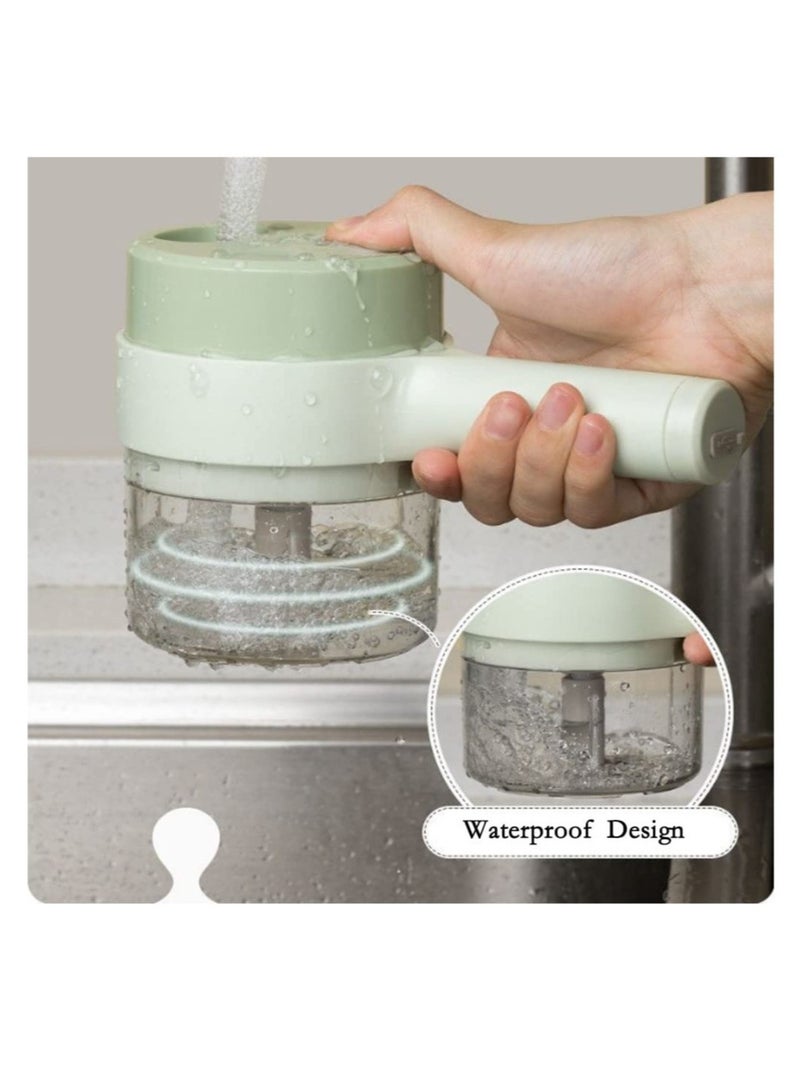 ELTRAZONE 4 in 1 Handheld Electric Vegetable Cutter Set, Mini Hand-held Wireless Electric Garlic Mud Masher Chopper, Mixer Auxiliary Food Slicer Dicer for Garlic Pepper Chili Onion - Image 5