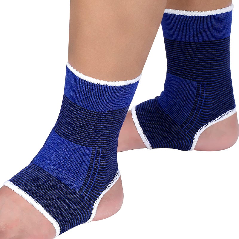 Haysandy 4 Pieces/ 2 Pair Kids Ankle Support Brace Elastic Kids Compression Socks Knitted Ankle Sleeve for Jogging Running Fitness(Dark Blue,10-15 Years) - Image 1