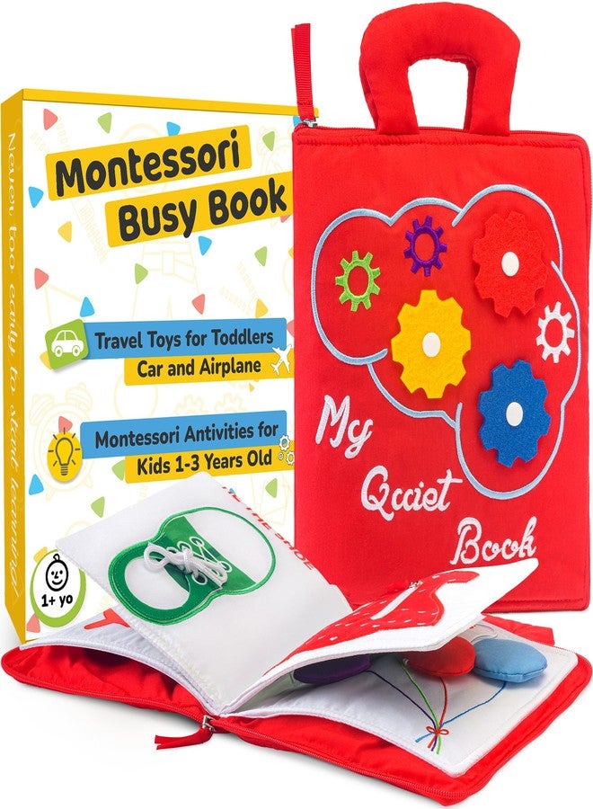 deMoca Busy Book for Toddlers 1-3 - Airplane Toys for Toddlers 1-3, My Quiet Montessori Toys for 1 Year Old with Kids Plane Activities, Activity Busy Board, Gift for Boys & Girls - Image 1
