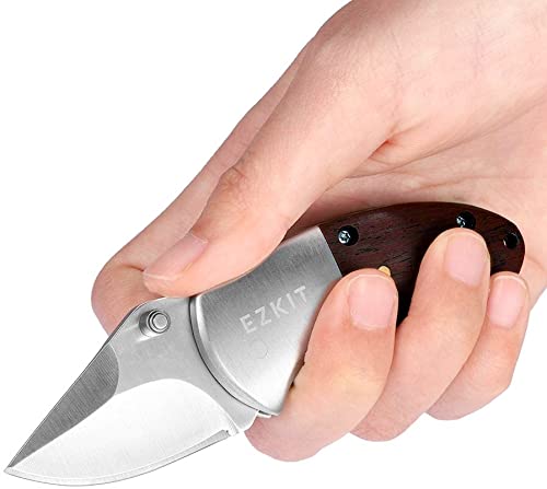 EZKIT Pocket Knife, Small Folding Wood Handle 2in Blade Stainless Steel Everyday Carry Knife - Image 5