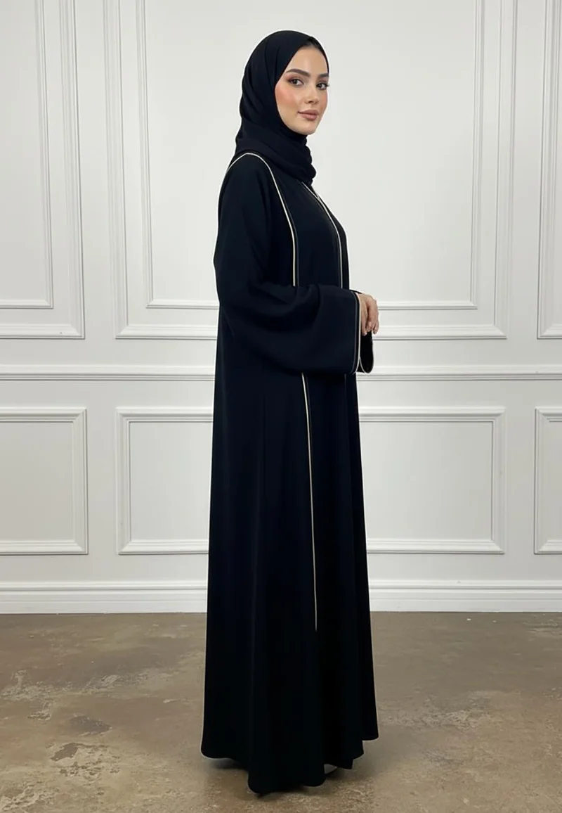 Nukhbaa The Gold-Trimmed Sovereign Abaya-892