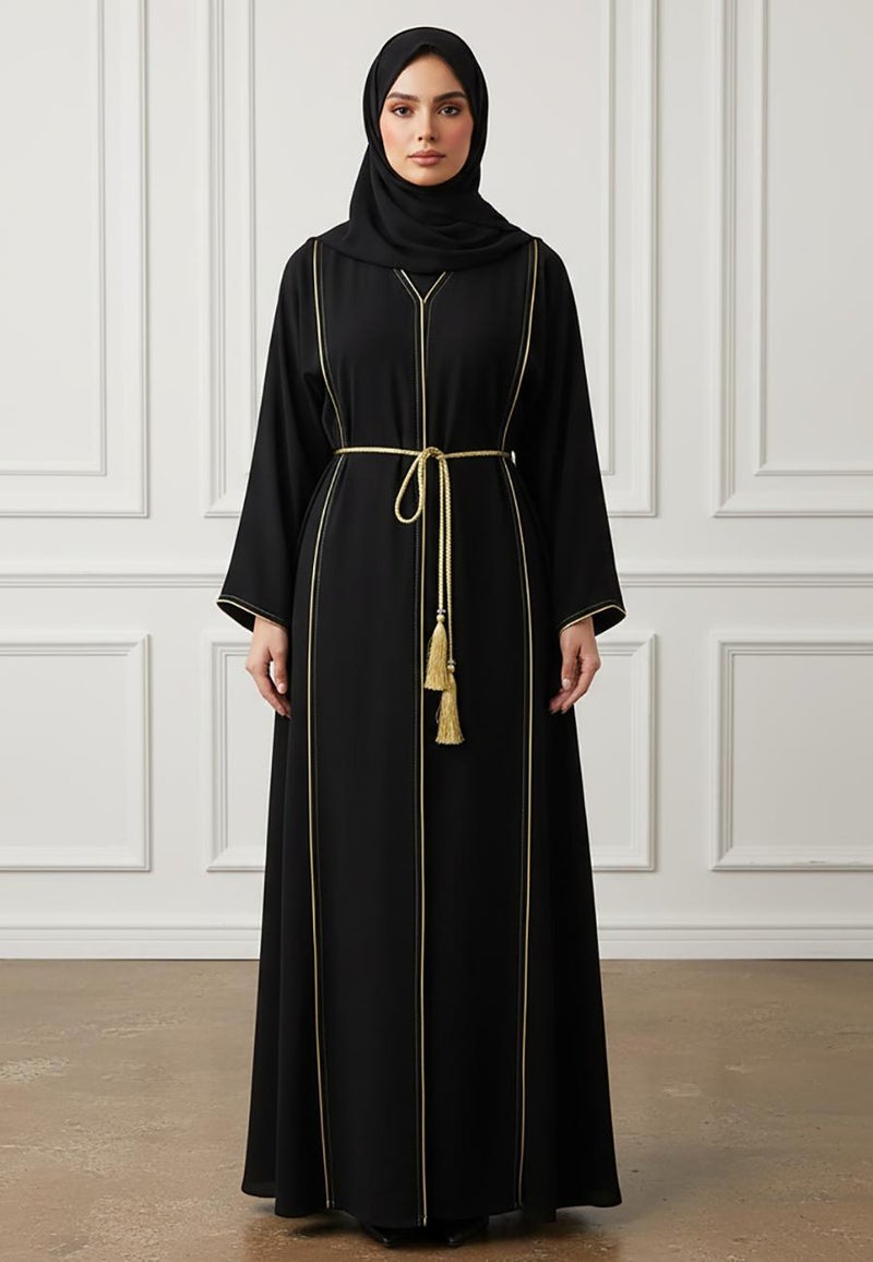 NUKHBAA The Gold-Trimmed Sovereign Abaya-892 - Image 1