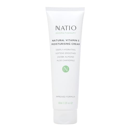 Natio Australia Aromatherapy Natural Vitamin E Moisturizing Cream, 3.4 oz - Non-Greasy Aloe Vera Face Moisturizer - Deeply Hydrating Face Cream