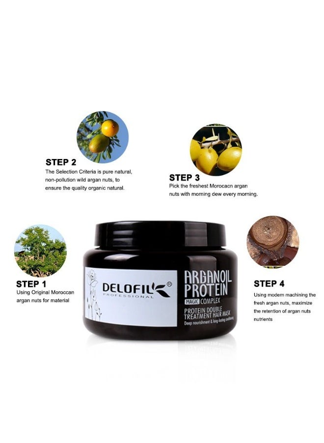 Delofil Professional Argan Oil Protein Hair Mask – Deep Nourishment  Repair – 500ml - Image 5