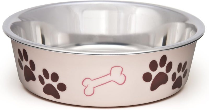 Stainless Steel Bella Dog Bowl Non-Slip Dishwasher Safe & Bacteria Resistant Metallic Pet Dish - Paparazzi Pink - Medium (796 ml)
