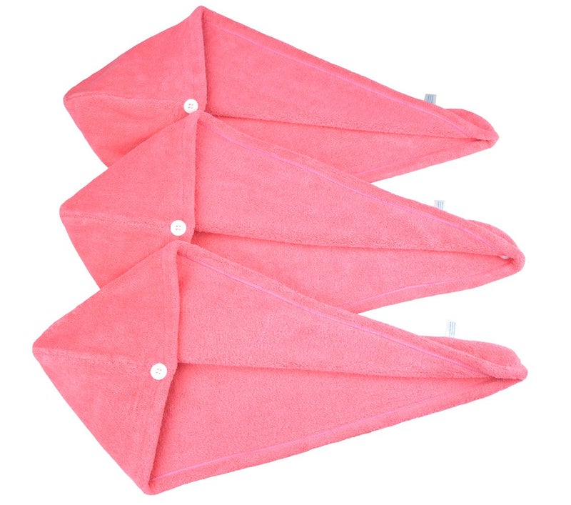 HOPESHINE Womens Soft Shower Hair Towel Twist Hair Turban Wrap Drying Cap Great Gift for Women Rose Red 3Pack