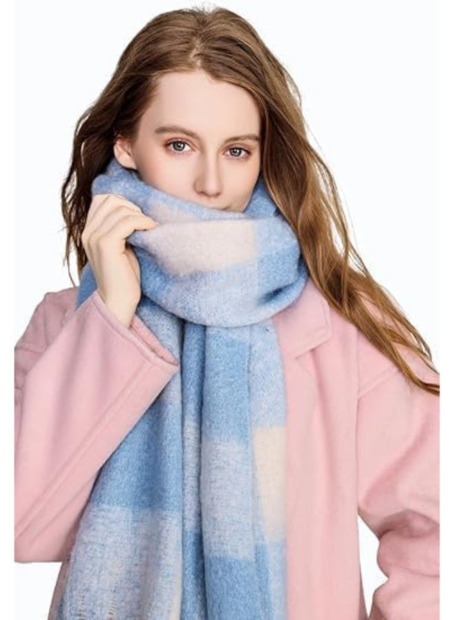 النساء الكشمير كبيرة ملونة التحقق من الوشال، الشتاء دافئ لف الوشال - Image 3