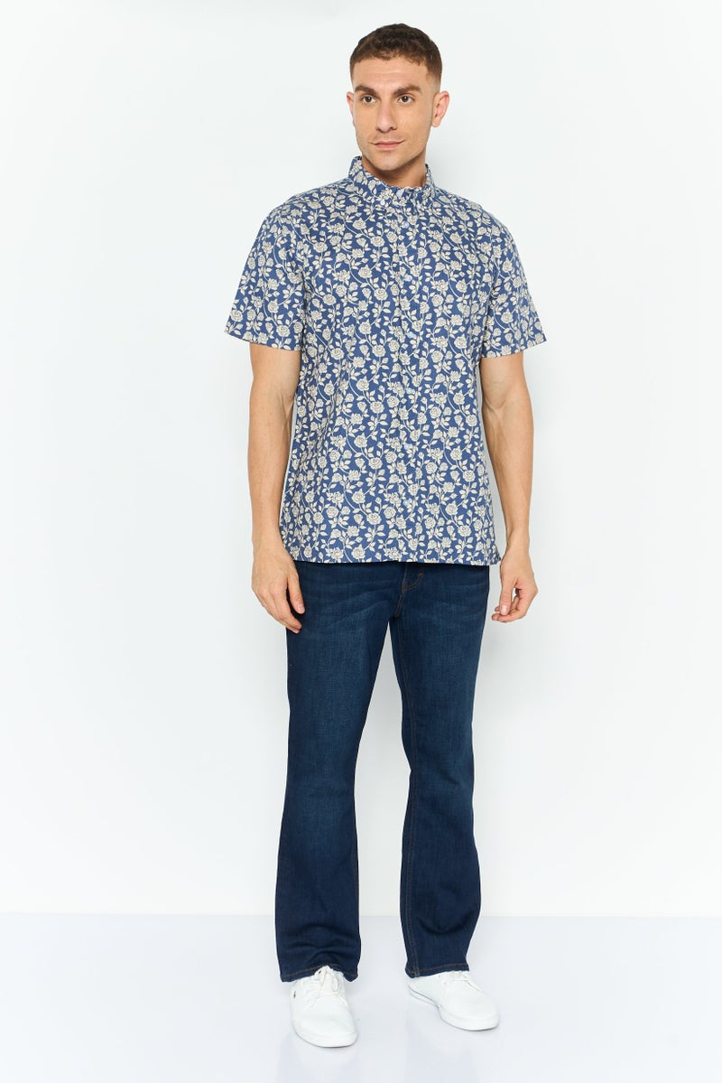 Men Regular Fit Floral Print Short Sleeve Casual Shirts, Multicolor
