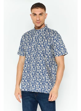 CROSSHATCH Men Regular Fit Floral Print Short Sleeve Casual Shirts, Blue Combo  - Image 1