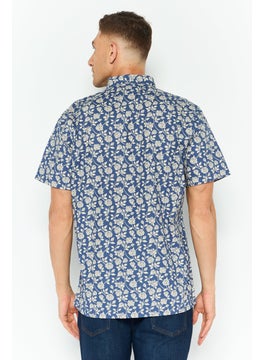 CROSSHATCH Men Regular Fit Floral Print Short Sleeve Casual Shirts, Blue Combo  - Image 4