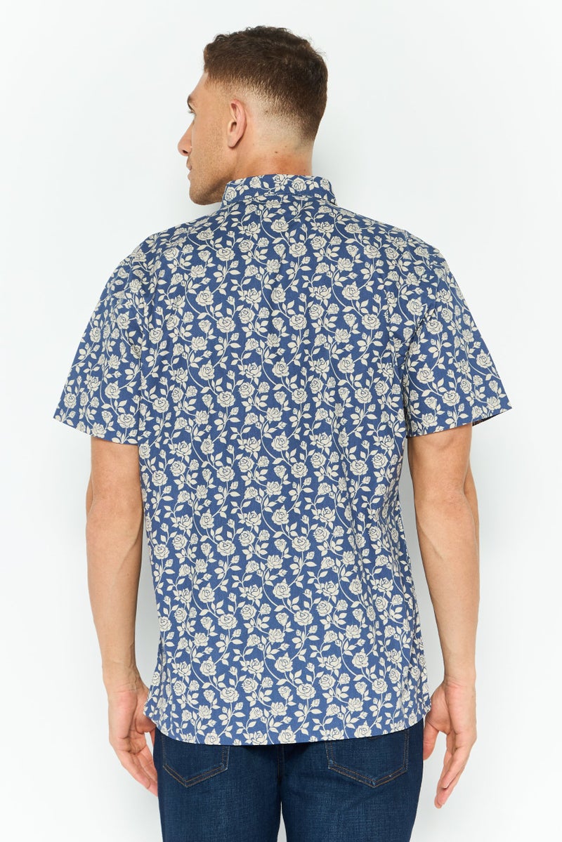 Men Regular Fit Floral Print Short Sleeve Casual Shirts, Multicolor