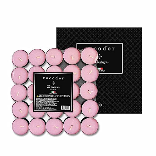 COCODOR Scented Tealight Candles/Tea Rose / 100 Pack / 4-5 Hour Extended Burn Time/Made in Italy, Cotton Wick, Scented Home Deco, Fragrance, Mother's Day - Image 1