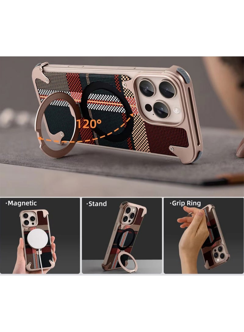 OATSBASF iPhone 15 Pro Max Case, Slim Shockproof Aramid Fiber Case, Magsafe Compatible, Sleek and Minimalist Aluminum Metal Design with Built-in Kickstand | WIDGETS MATRIX - Image 4