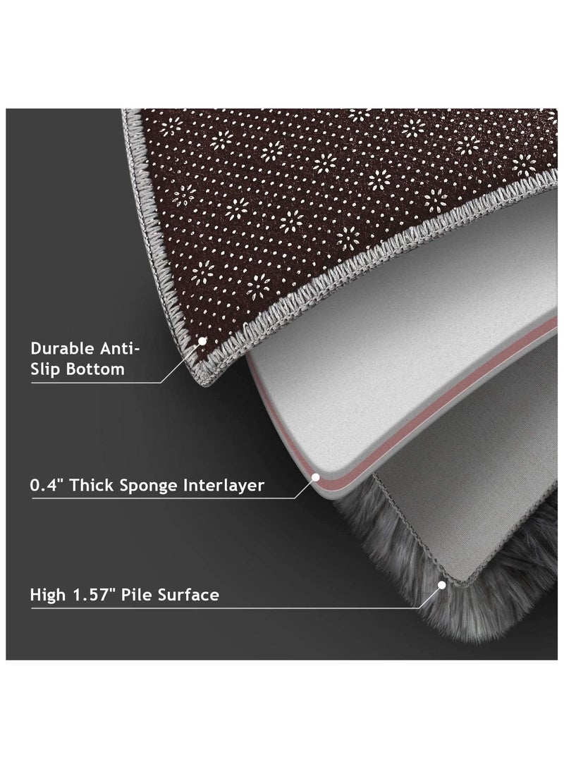 Soofam Large Area Living Room Rug, Modern Super Soft Plush Shaggy Bedroom Carpet, Black Gray Tie-Dye Pattern, Silver Indoor Nursery Rug for Girls and Home Decor, Floor Carpet Mat (Black Grey, 120 x 60 cm) - Image 3