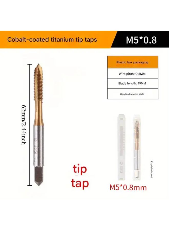 Cobalt Tip M12 1 75 Tap Set High Speed Steel Titanium Coated For Metalworking - Image 5