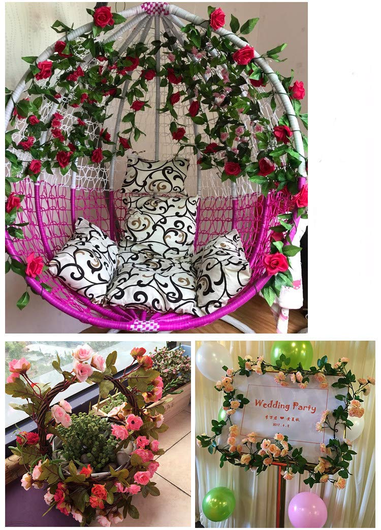 canjoyn 2 Pack 42 FeetPiece Artificial Flower Vine Rattan Hanging Silk Rose Garland for Wedding Venue Backdrops Flower Walls Photo Background Bridal Showers Baby Showers and Event Decor Red - Image 3