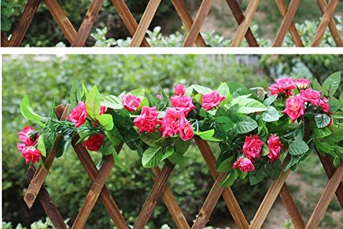 canjoyn 2 Pack 42 FeetPiece Artificial Flower Vine Rattan Hanging Silk Rose Garland for Wedding Venue Backdrops Flower Walls Photo Background Bridal Showers Baby Showers and Event Decor Red - Image 5