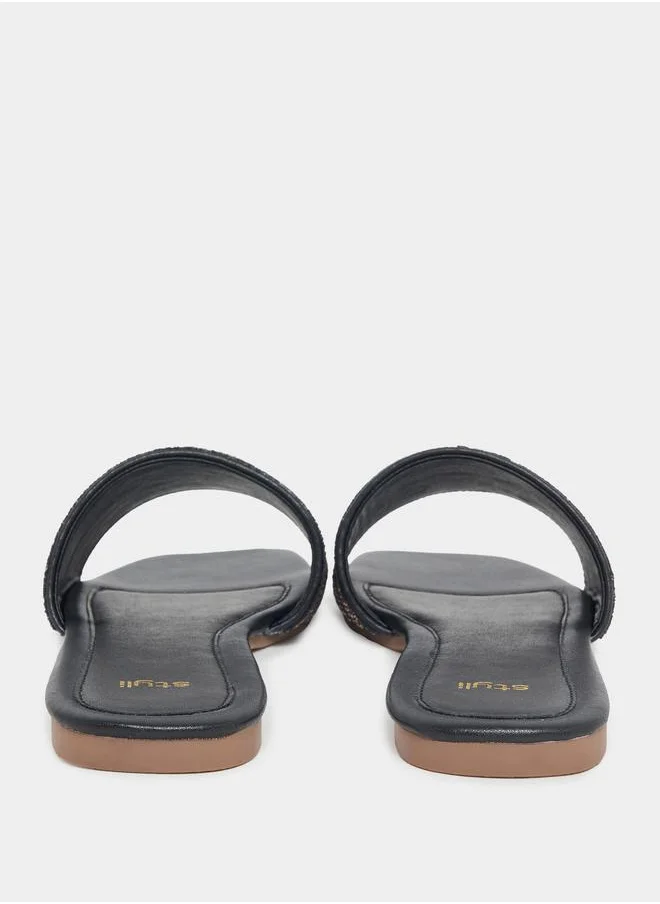 Styli Embellished Strap Flat Sandals