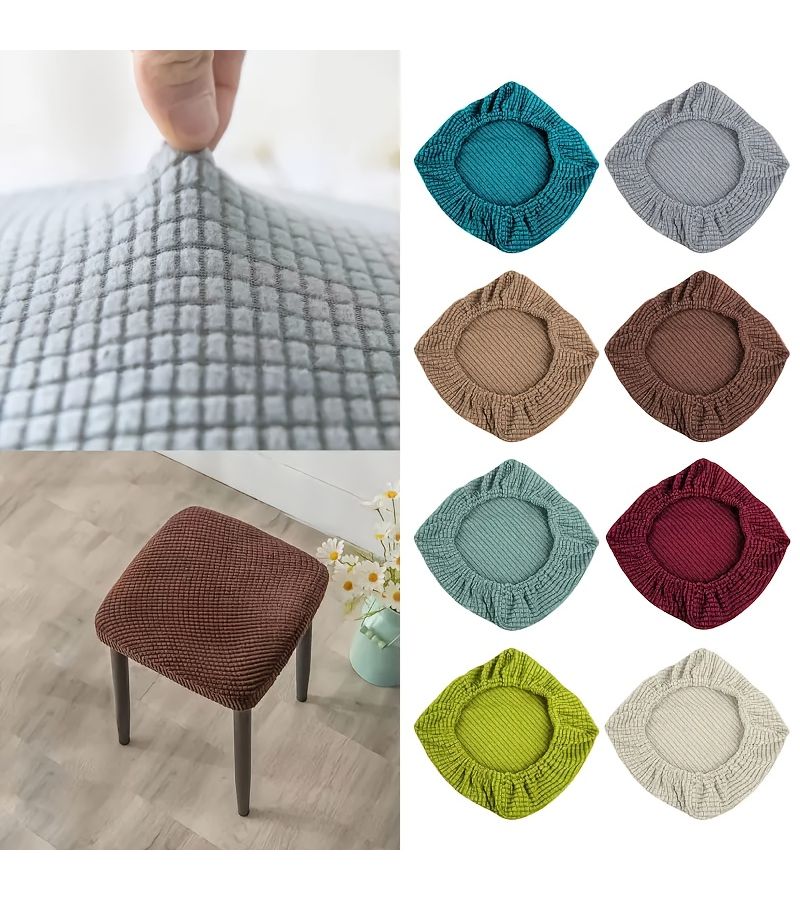 4pcs High Quality Adjustable Square Gray Stool Covers Removable And Washable Chair Protectors Coral Fabric Coffee Color Suitable For Weddings Parties Bars Hotels Household Essentials Use In All Seasons - Image 1