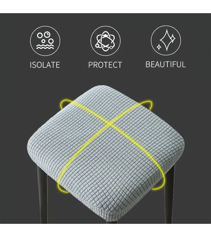 4pcs High Quality Adjustable Square Gray Stool Covers Removable And Washable Chair Protectors Coral Fabric Coffee Color Suitable For Weddings Parties Bars Hotels Household Essentials Use In All Seasons - Image 5