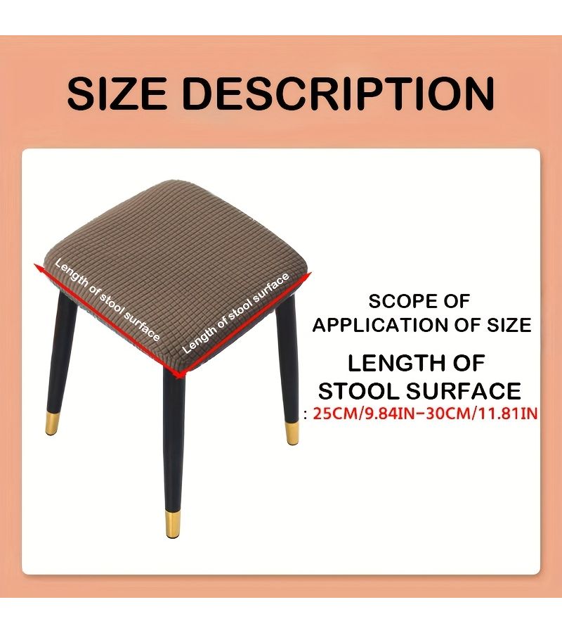 4pcs High Quality Adjustable Square Gray Stool Covers Removable And Washable Chair Protectors Coral Fabric Coffee Color Suitable For Weddings Parties Bars Hotels Household Essentials Use In All Seasons - Image 3
