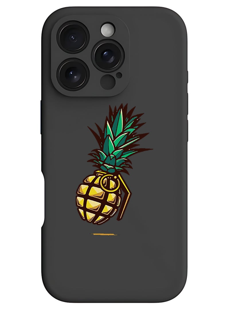 Theodor iPhone 16 Pro Black Protective Slim Fit Case Liquid Silicone Cover with Full Body Protection Anti-Scratch Shockproof Case For iPhone - piner apple lock - Image 1