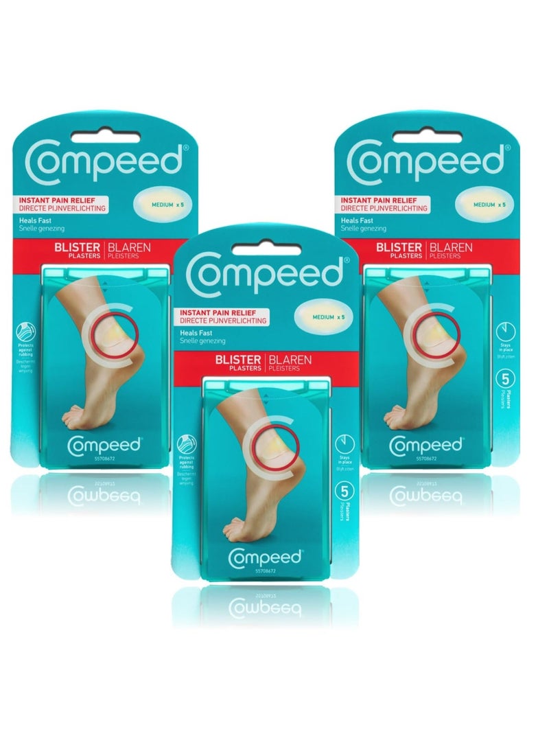 Compeed Blister Bandage With Foot Rubbing Protection Breathable Foot Protector - Medium, 5 Pc Pack, Set Of 3 - Image 1
