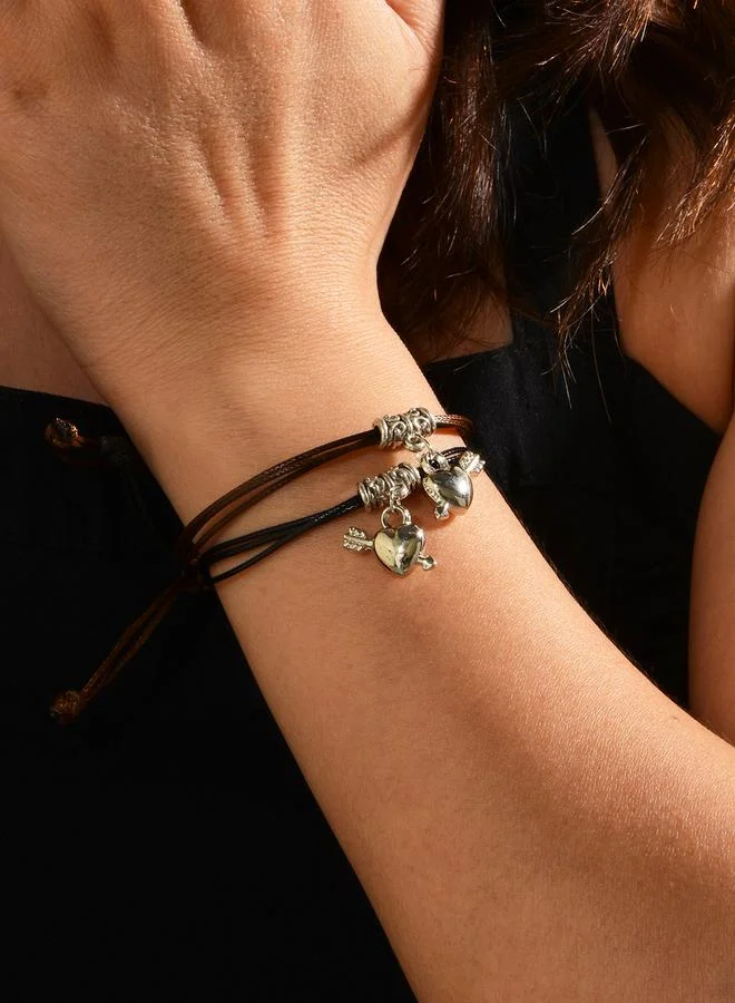 تايك تو Pack of 2 - Multi-Color Heart and Arrow Charms Bracelets