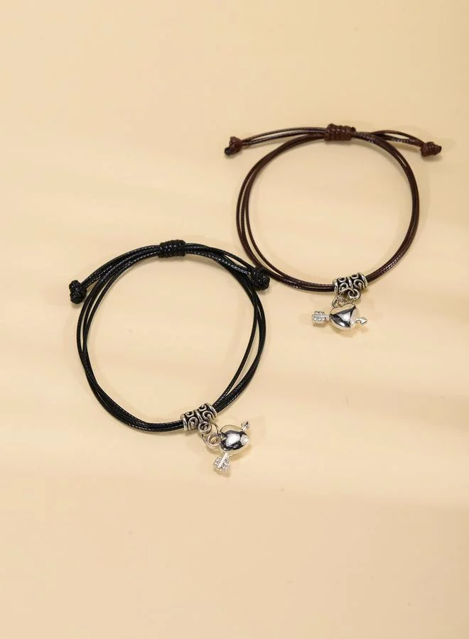 تايك تو Pack of 2 - Multi-Color Heart and Arrow Charms Bracelets