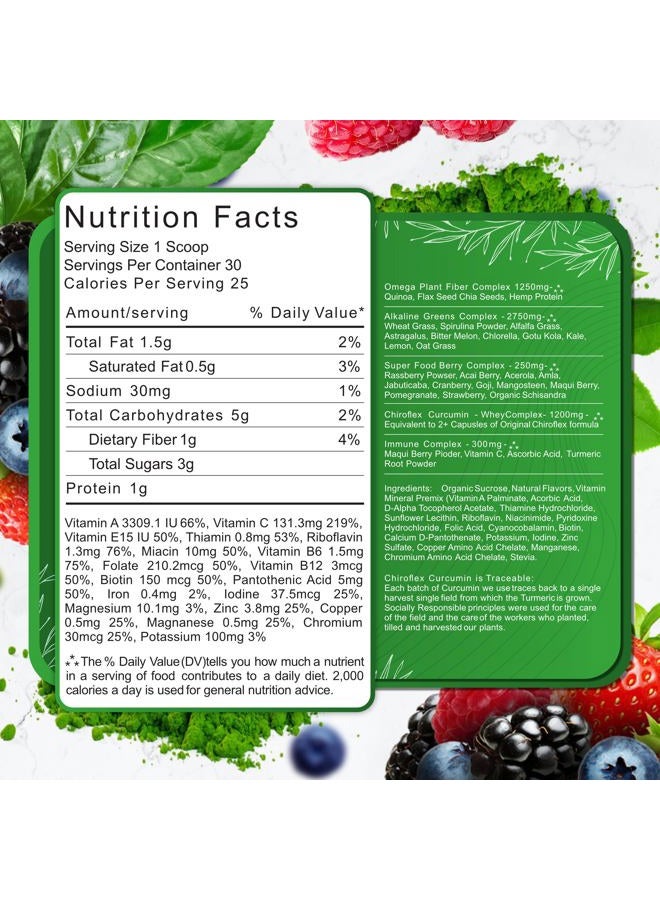 Total Tea Green Powder for Energy & Digestive Health with Turmeric, Amla Powder & Vitamin C - 30 Servings - Image 3