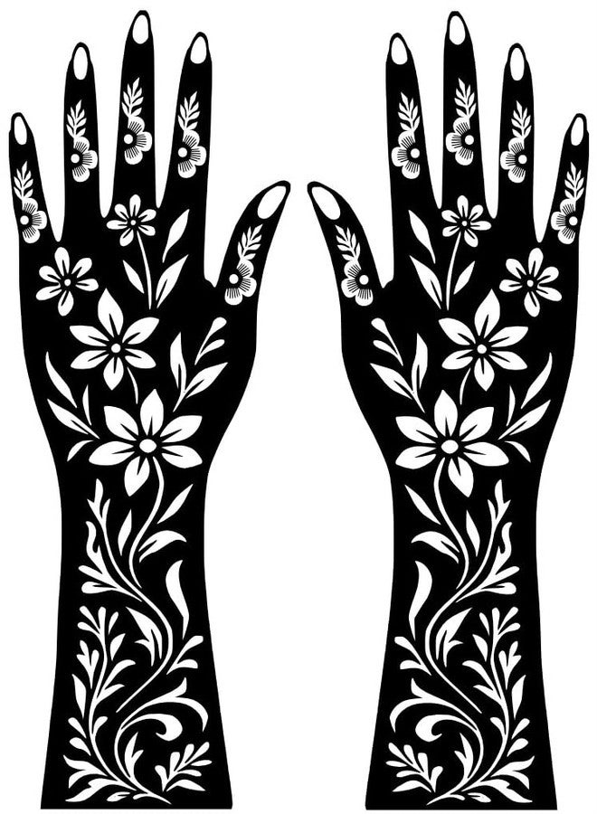 Komstec Party Ready Mehndi Stencil Sticker for Functions One Set for Hand Easy-to-Use Henna Mehndi - Image 2