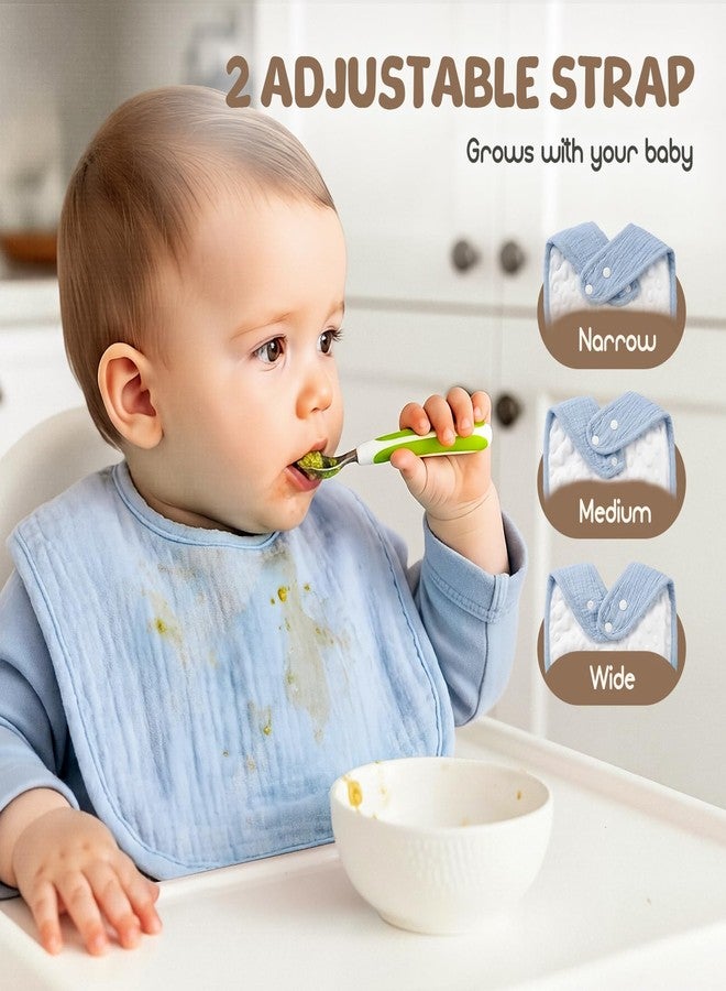 POIKSHARK Muslin Baby Bibs for Girls, Soft Cotton Baby Drool Bibs, Absorbent Soft Layers, Drooling and Teething Bib for Infant, Newborn - Waves - Image 3