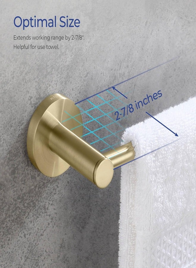 Kibi Circular 24-Inch Bathroom Towel Bar - Wall-Mounted, Solid Brass Metal Construction, Modern Space-Saving Design, Rust-Resistant, Premium Bath Accessory for Hand Towels (Brushed Gold, KBA1404) - Image 3
