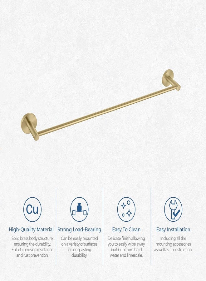 Kibi Circular 24-Inch Bathroom Towel Bar - Wall-Mounted, Solid Brass Metal Construction, Modern Space-Saving Design, Rust-Resistant, Premium Bath Accessory for Hand Towels (Brushed Gold, KBA1404) - Image 5