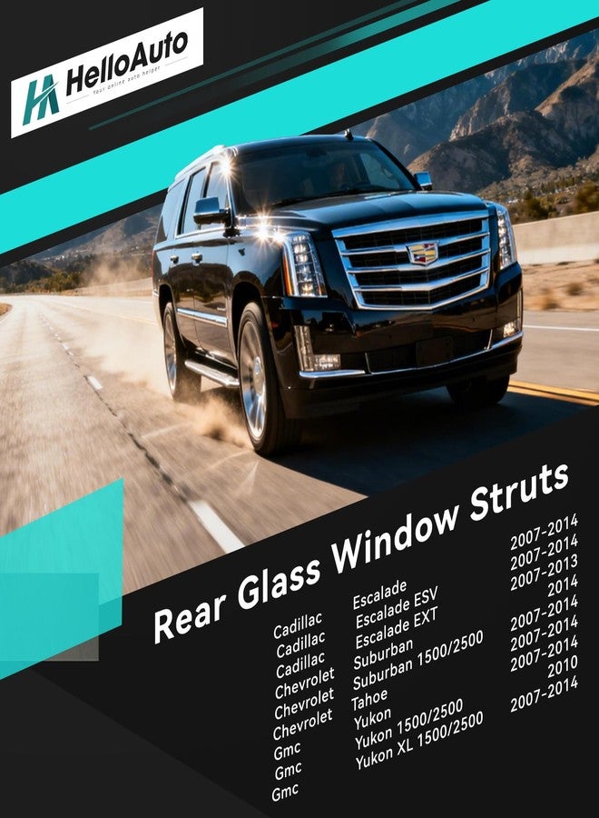 HelloAuto Rear Glass Window Struts 4185 Compatible with Cadillac Escalade 2007-2014, Trunk Struts Shock Spring with Gmc Yukon Models, Lift Supports fit for Tahoe, Suburban 1500/2500 (Set of 2) - Image 2
