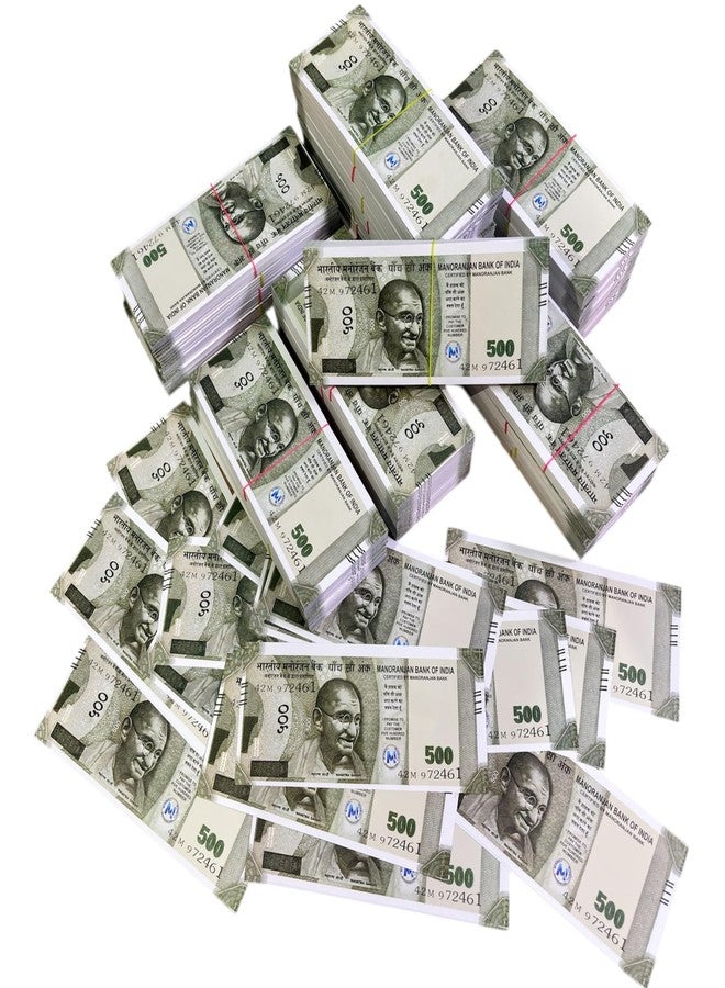 MUNMOLL Pack of 2 Bundle 200 GSM Dummy Notes for Movie Shooting Combo Fun Playing Rupees Pretend Play Fake Money for Kids Play & Learn Realistic Design Educational Toy Money Nakli Note Set - Image 1