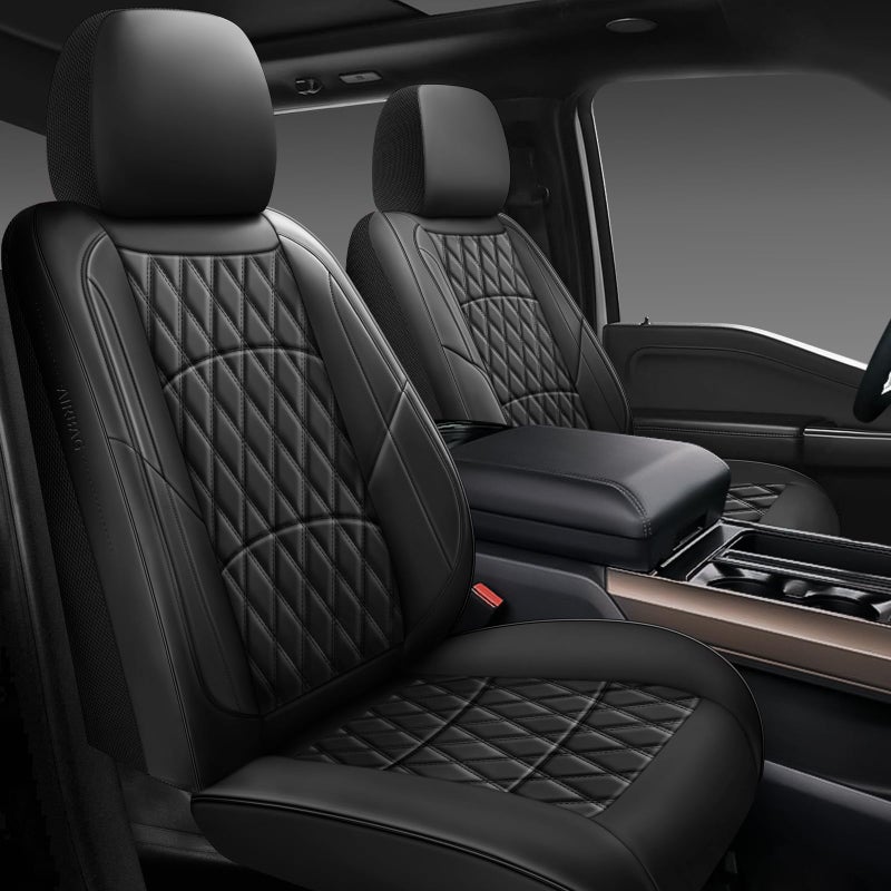 NS YOLO Leather Car Seat Covers,Universal Fit for Most Cars,SUVs and Sedans,Waterproof Luxury Leatherette Cushions, 5 Seats Protectors (Black, Full Set-5 Seats(Front and Rear)) - Image 1
