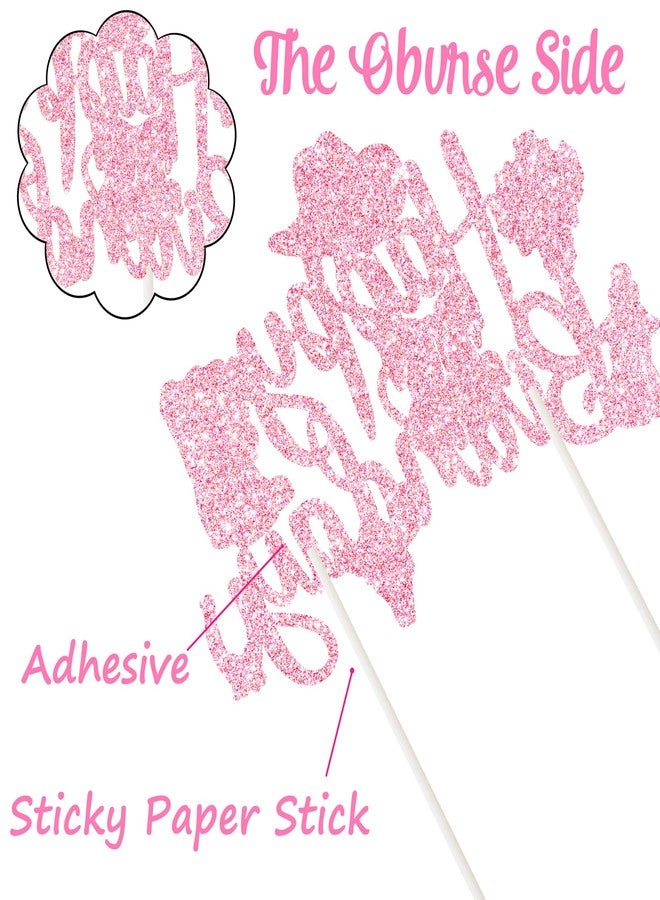 umoni Western Cowgirl Birthday Party Decorations Rodeo Cowgirl Cake Topper Glitter Brown Coquette Bow Birthday Decorations Wild West Boots and Bow Cake Topper for Western Favor Baby Shower Supplies - Image 3