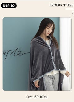 DUNISO 2 in 1 Wearable Blanket Button Shawl, Multifunction Shoulder Warm, Fleece Wearable Blanket, Comfy Poncho Throw, Lap Blanket for Winter, Home, Office, School  - Image 4
