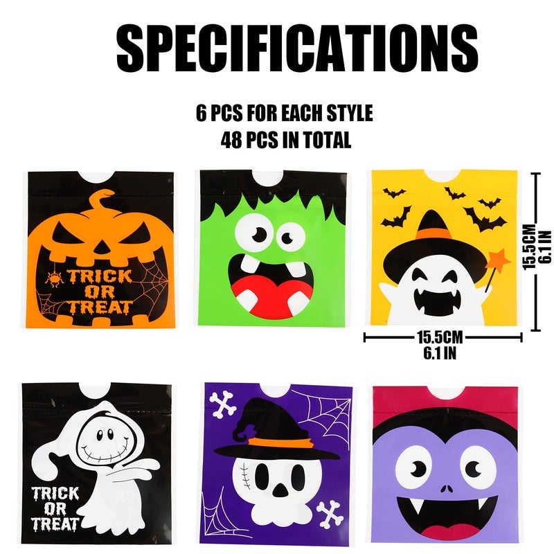 CCINEE 48PCS Halloween Goody Bags with Drawstring Tick or Treat Candy Bags for Kids Party Favor Supply - Image 2